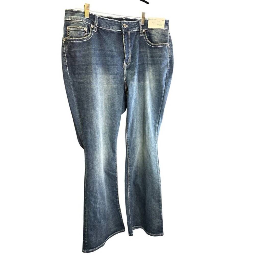 Boutique Plus Bootcut Jeans Dark Wash Rhinestone Denim  Bling Size 18W NWT
